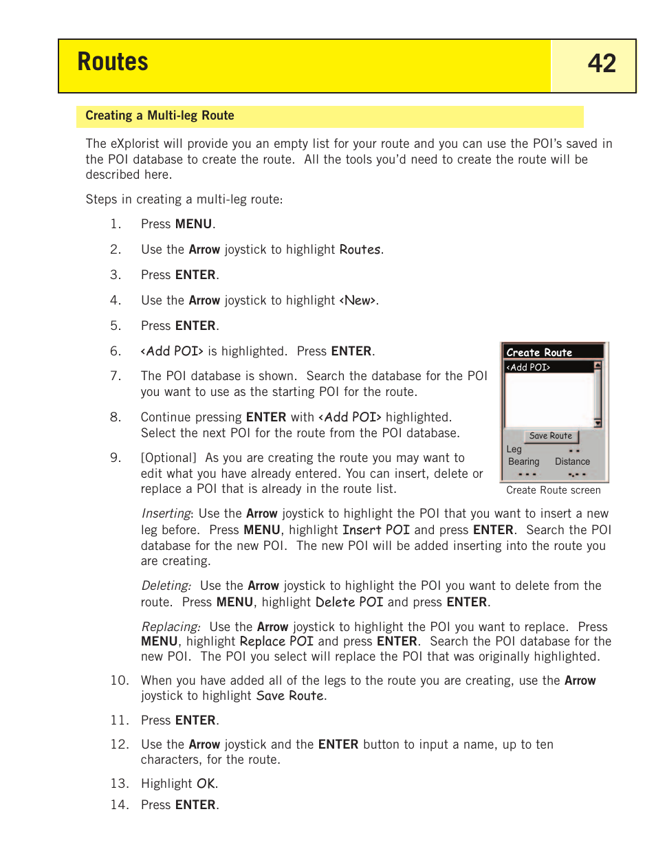 Creating a multi-leg route, Routes 42 | Thales Navigation 200 User Manual | Page 47 / 82