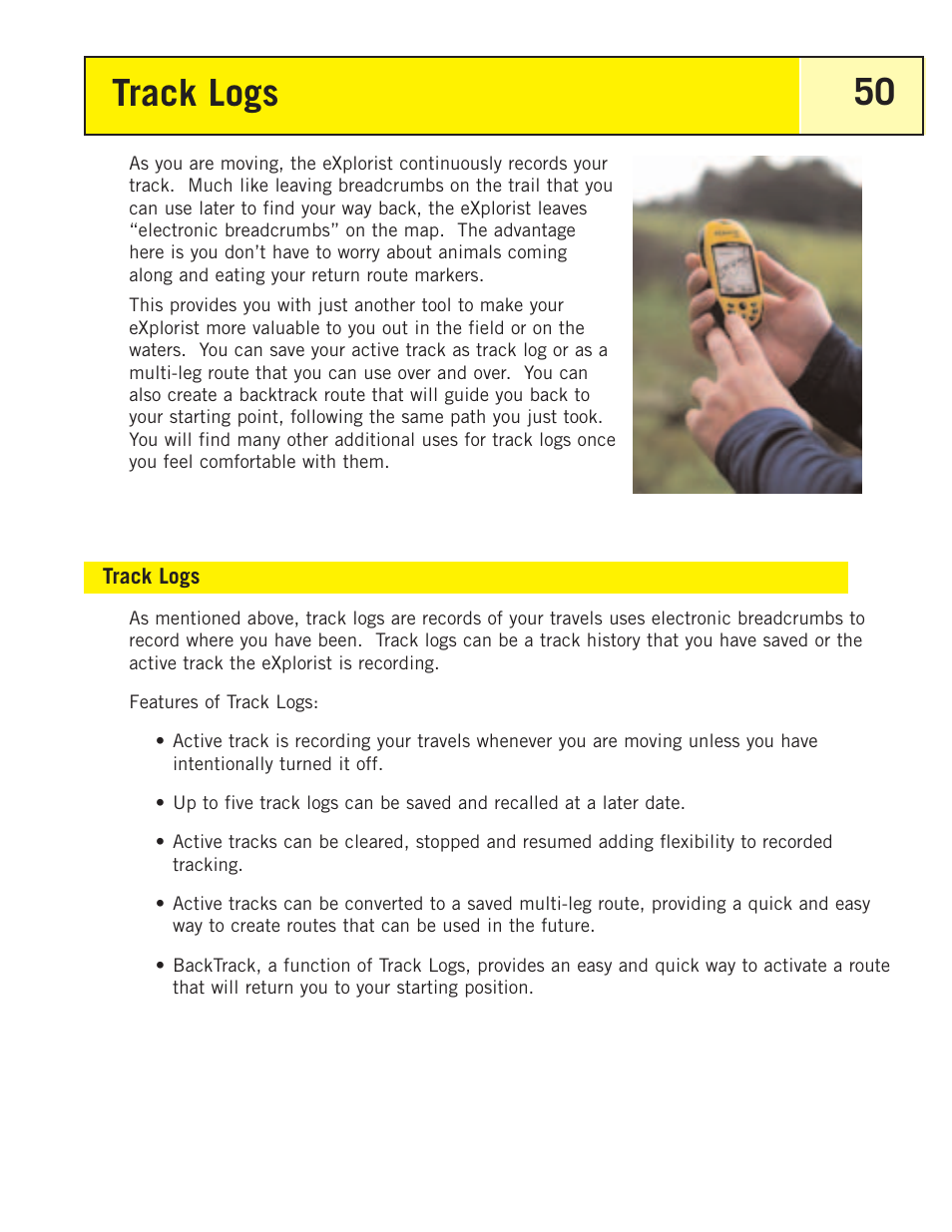 Track logs | Thales Navigation 200 User Manual | Page 55 / 82