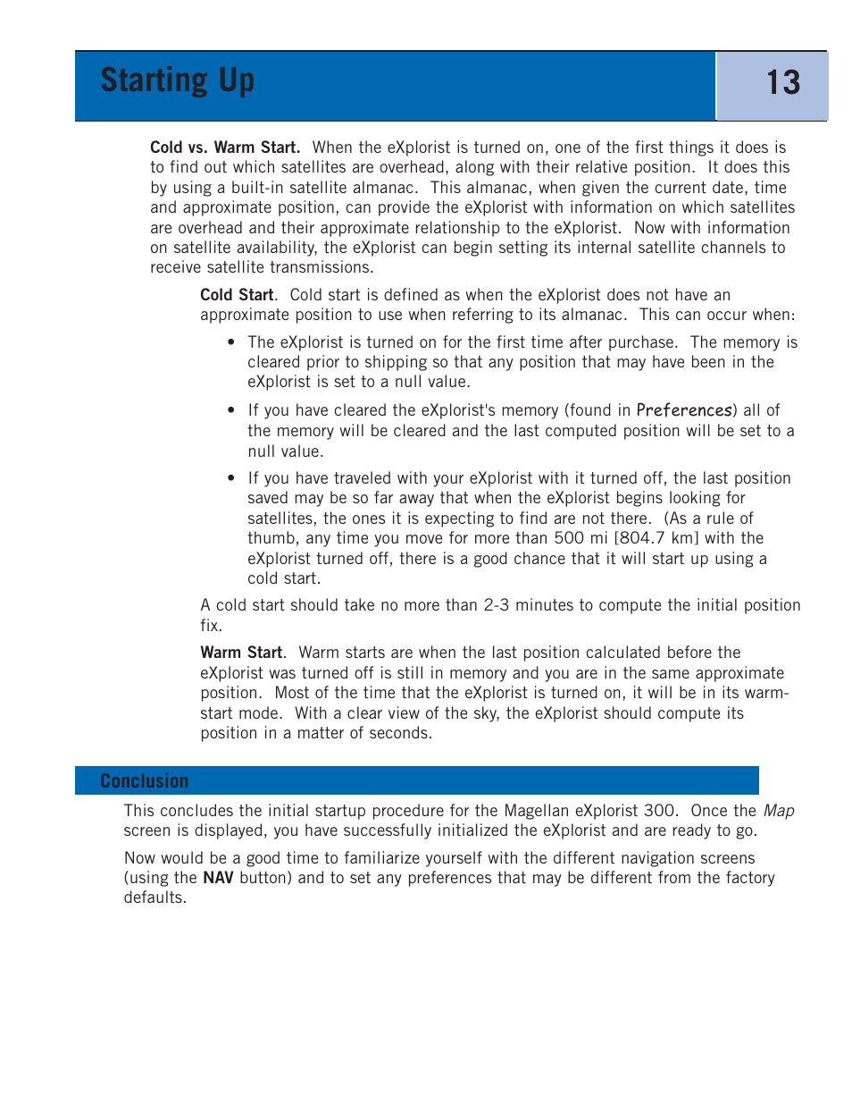 Conclusion, Starting up 13 | Thales Navigation 300 User Manual | Page 19 / 89