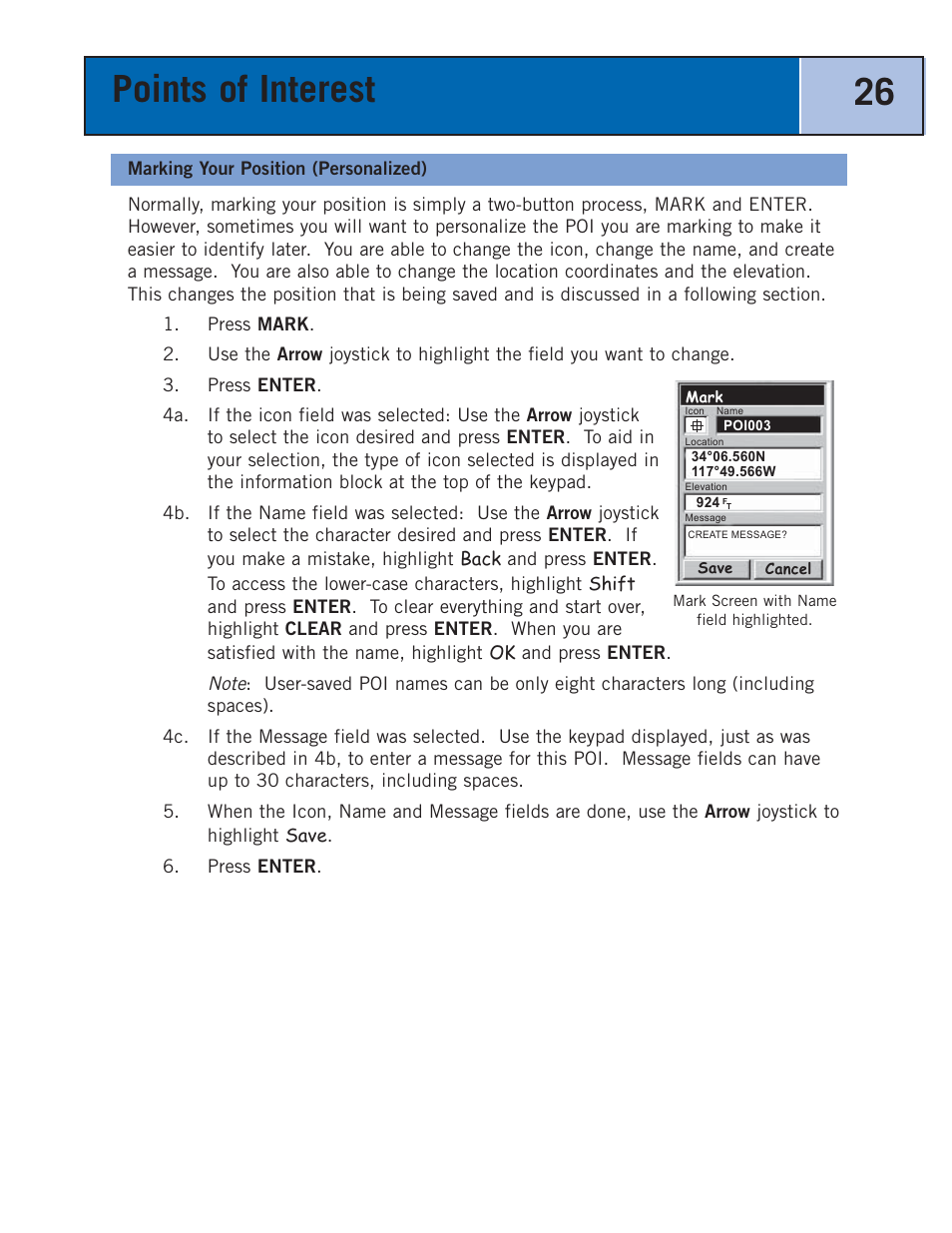 Marking your position (personalized), Points of interest 26 | Thales Navigation 300 User Manual | Page 32 / 89