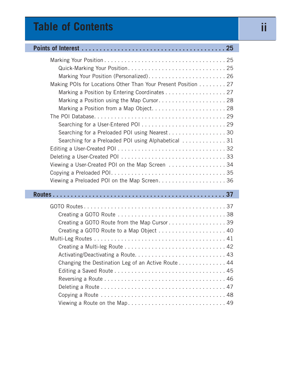 Table of contents ii | Thales Navigation 300 User Manual | Page 4 / 89