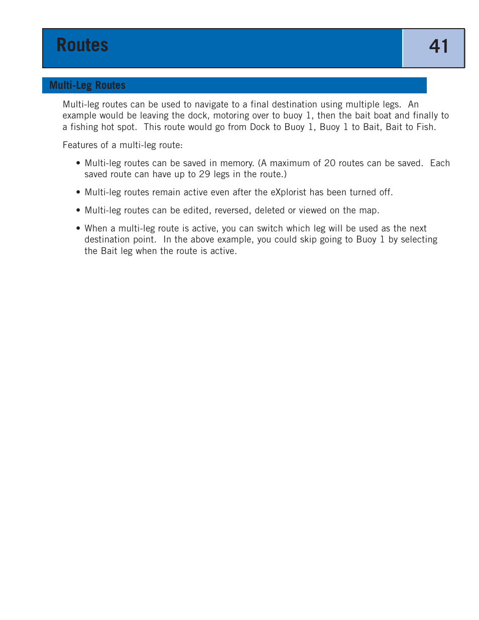 Multi-leg routes, Routes 41 | Thales Navigation 300 User Manual | Page 47 / 89
