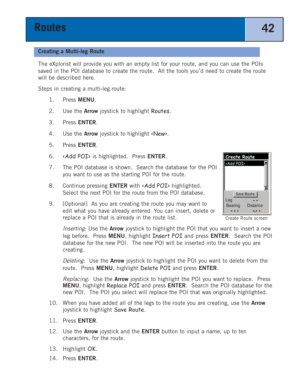 Creating a multi-leg route, Routes 42 | Thales Navigation 300 User Manual | Page 48 / 89
