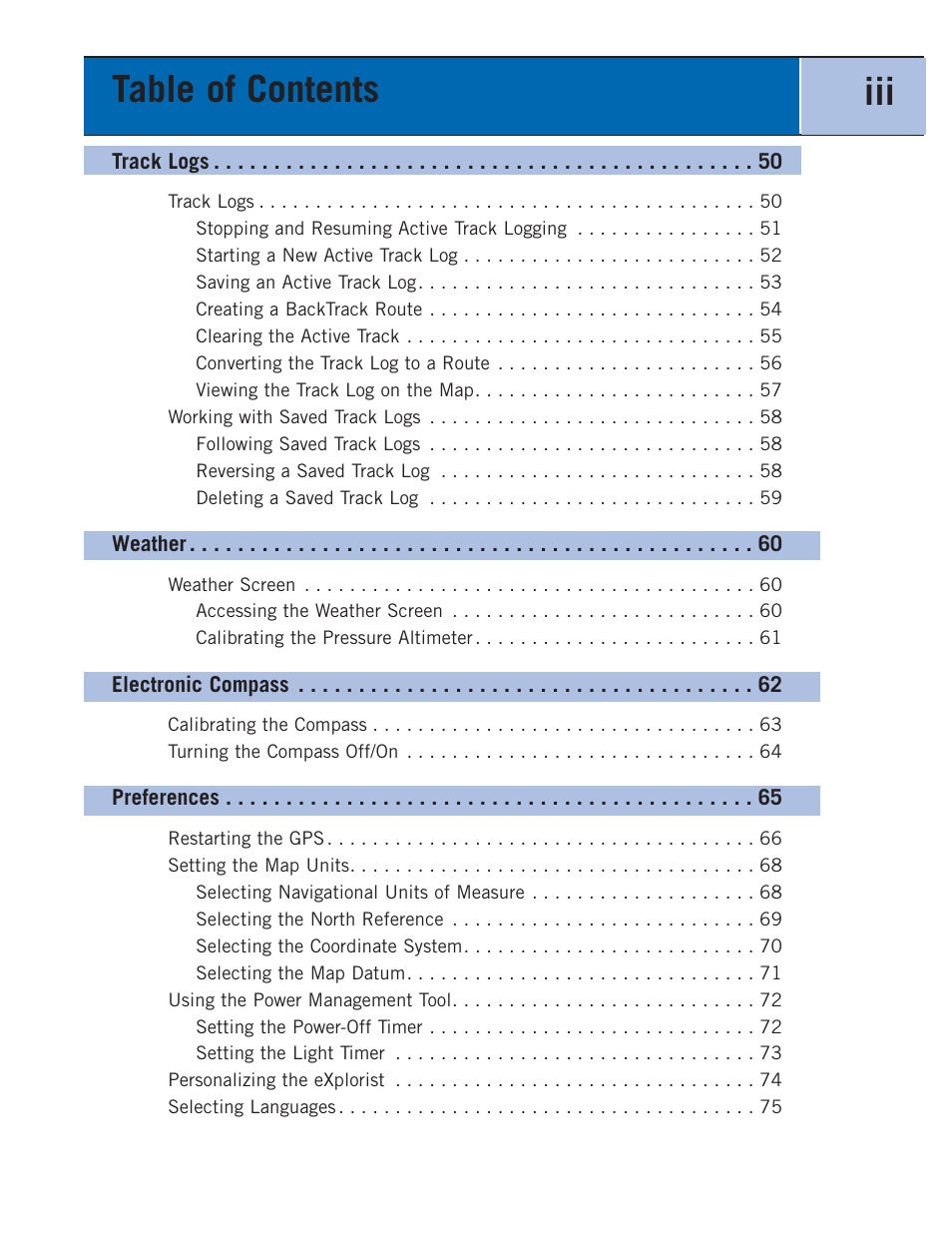 Table of contents iii | Thales Navigation 300 User Manual | Page 5 / 89