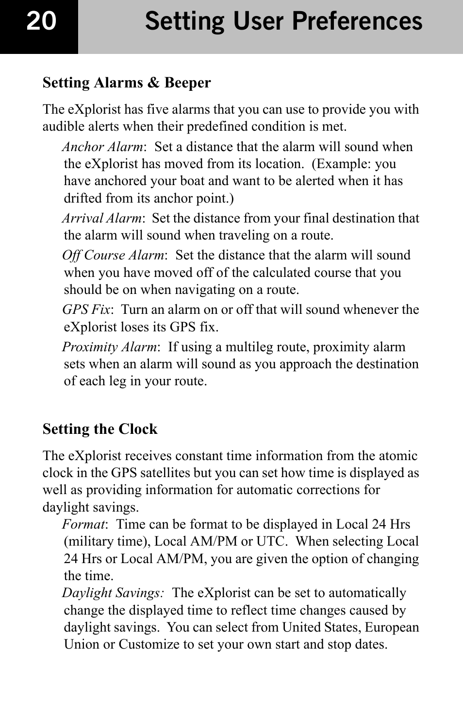 Setting user preferences | Thales Navigation 600 User Manual | Page 22 / 34