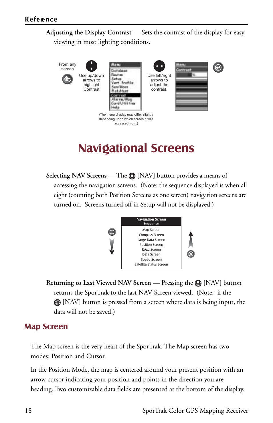 Navigational screens, Map screen | Thales Navigation Magellan Car GPS Receiver User Manual | Page 28 / 48