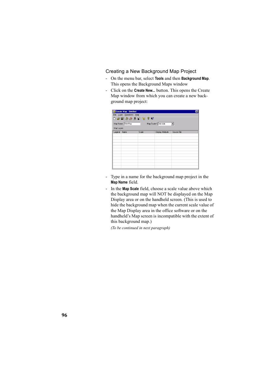 Creating a new background map project | Thales Navigation Mobile Mapper User Manual | Page 102 / 128