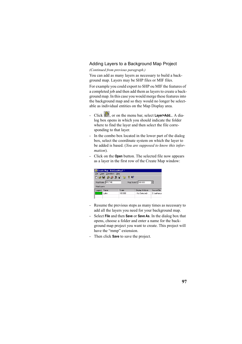 Adding layers to a background map project | Thales Navigation Mobile Mapper User Manual | Page 103 / 128
