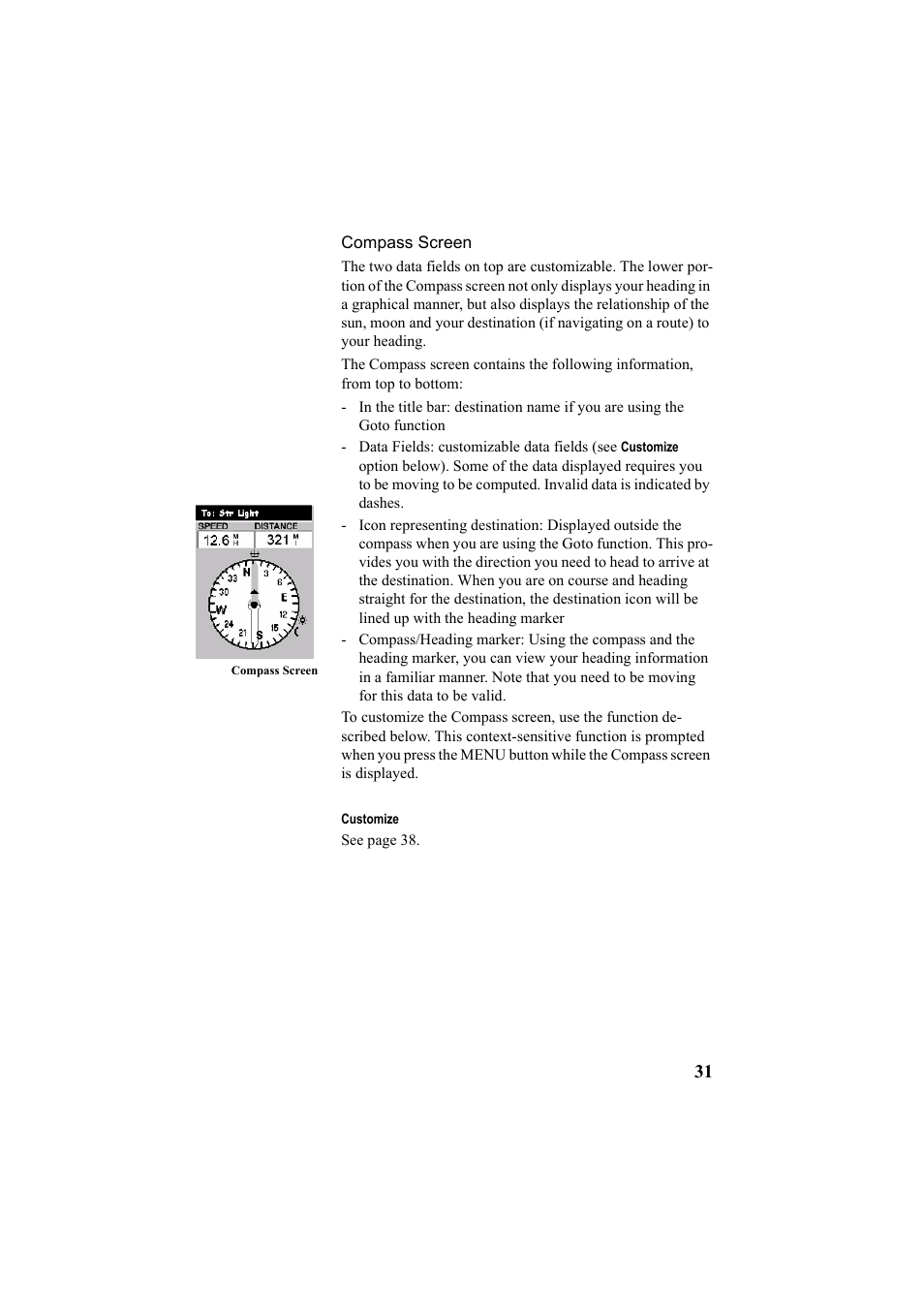 Compass screen | Thales Navigation Mobile Mapper User Manual | Page 37 / 128