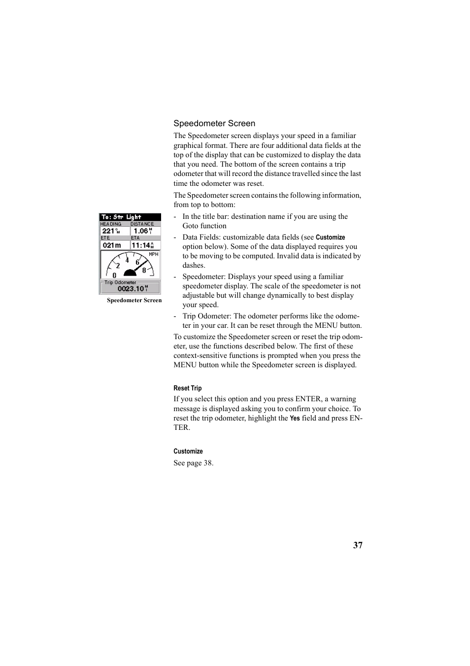 Speedometer screen | Thales Navigation Mobile Mapper User Manual | Page 43 / 128