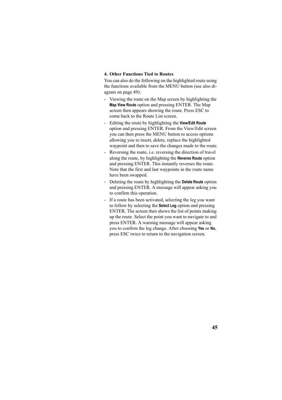 Other functions tied to routes | Thales Navigation Mobile Mapper User Manual | Page 51 / 128