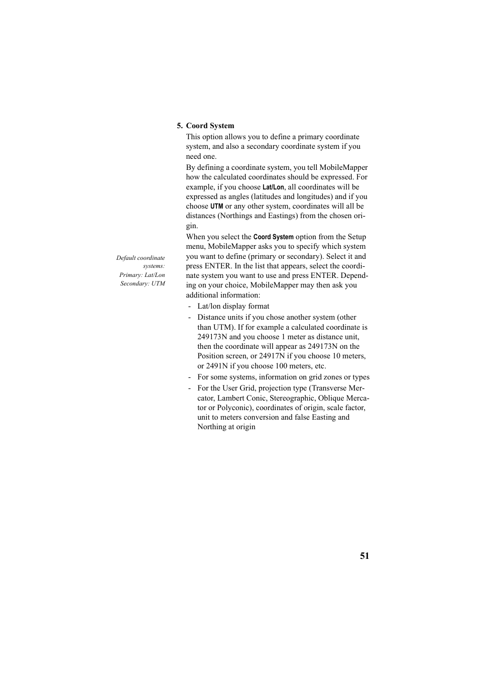 Coord system | Thales Navigation Mobile Mapper User Manual | Page 57 / 128