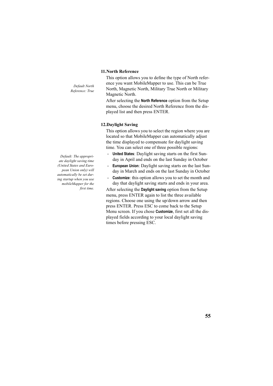 North reference daylight saving | Thales Navigation Mobile Mapper User Manual | Page 61 / 128