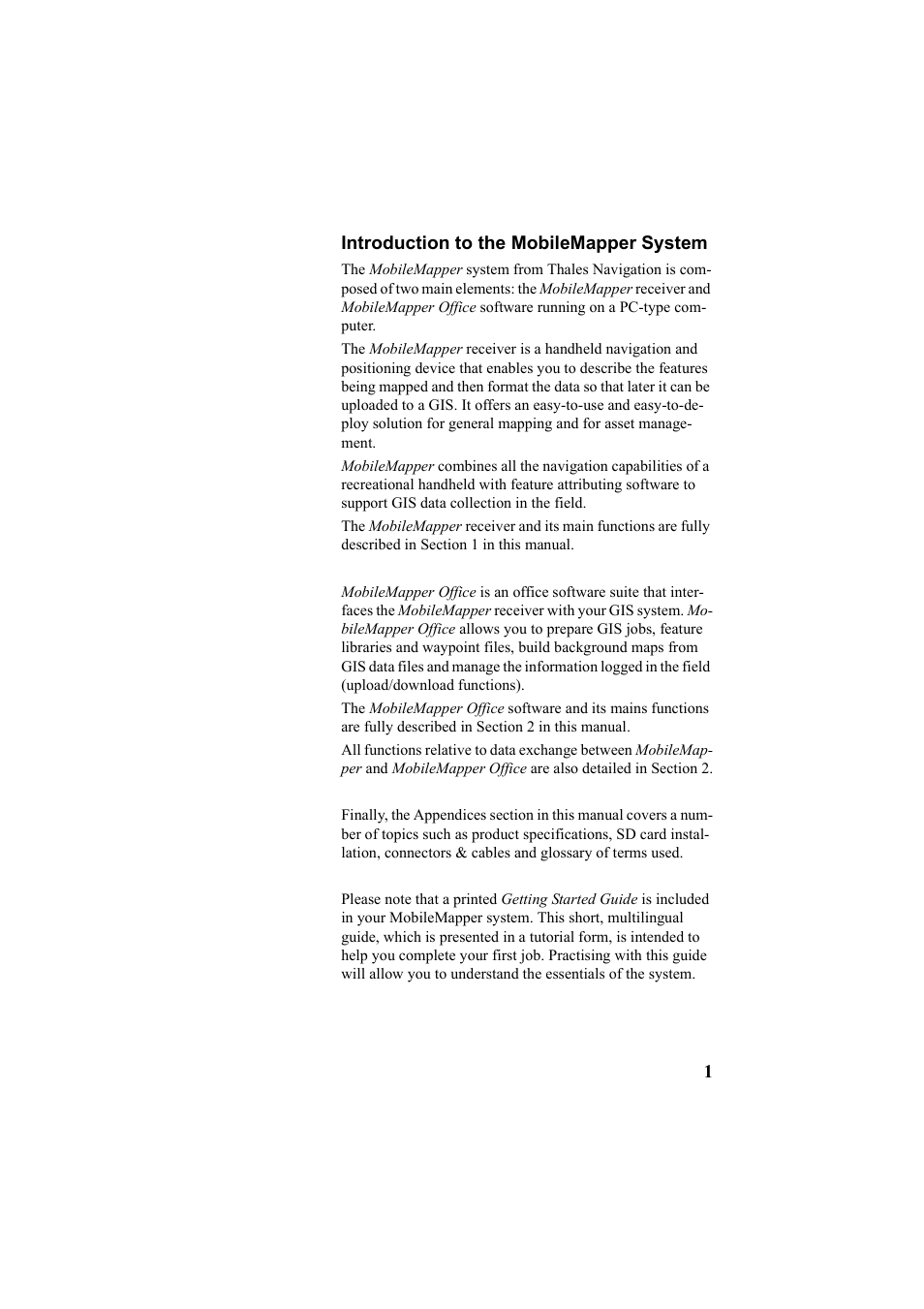 Introduction to the mobilemapper system | Thales Navigation Mobile Mapper User Manual | Page 7 / 128