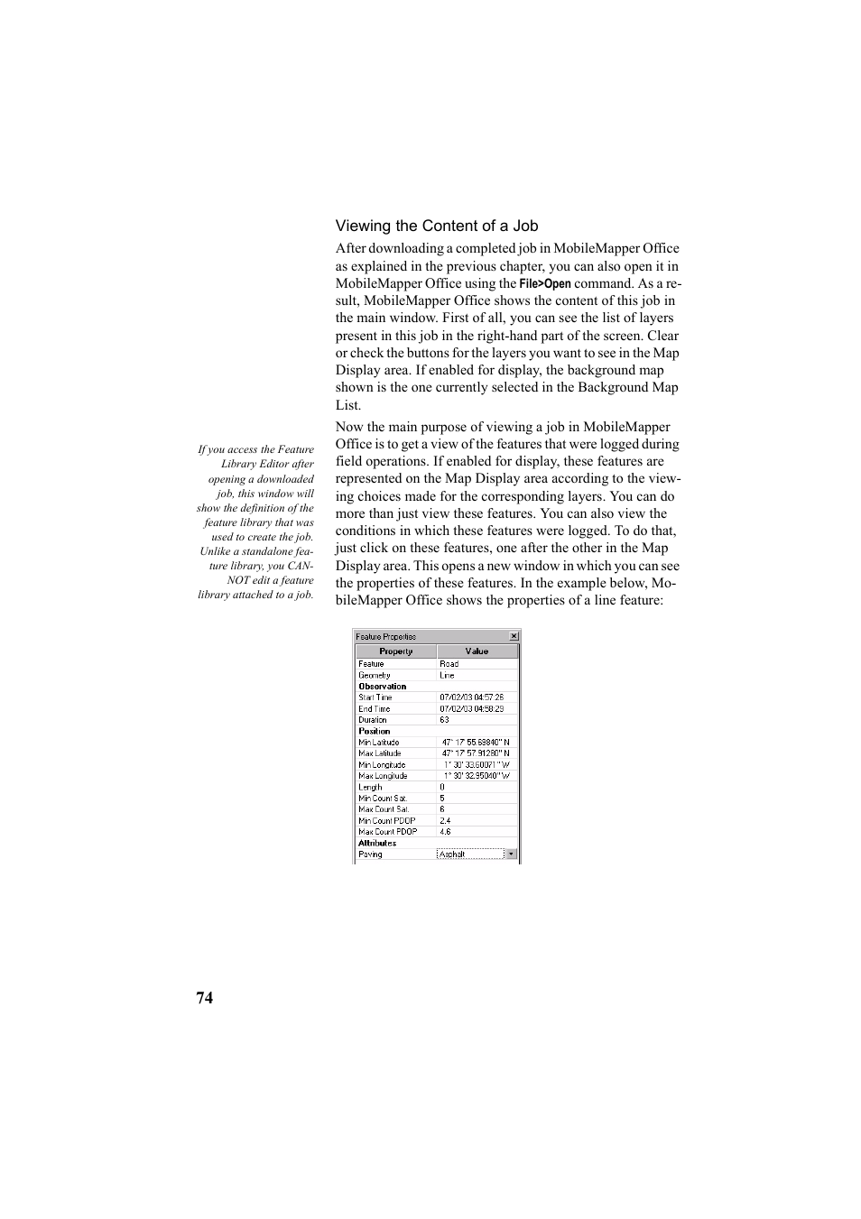 Viewing the content of a job | Thales Navigation Mobile Mapper User Manual | Page 80 / 128