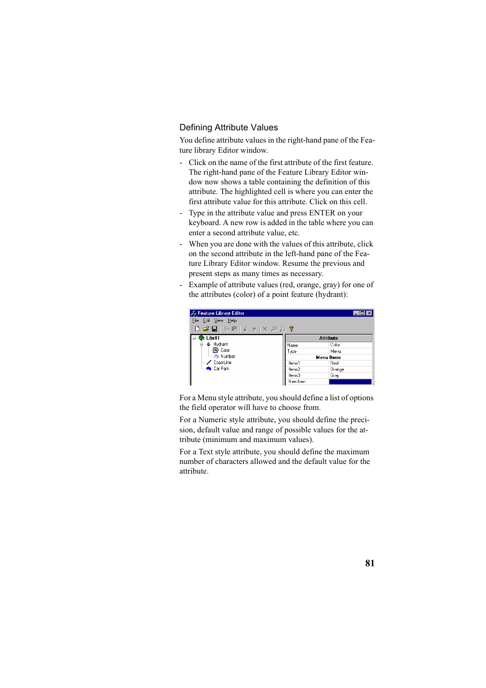 Defining attribute values | Thales Navigation Mobile Mapper User Manual | Page 87 / 128