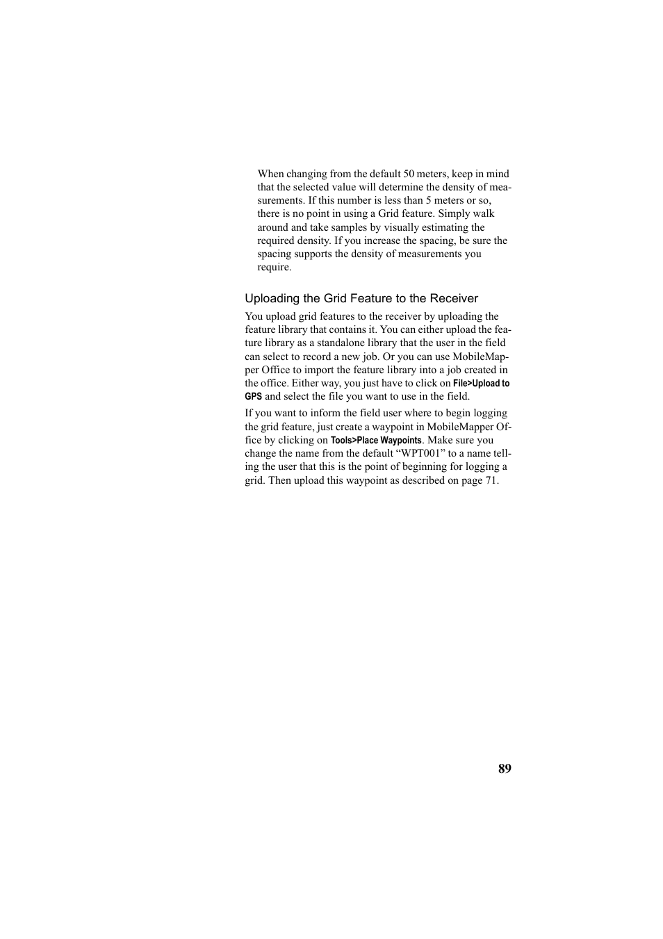 Uploading the grid feature to the receiver | Thales Navigation Mobile Mapper User Manual | Page 95 / 128
