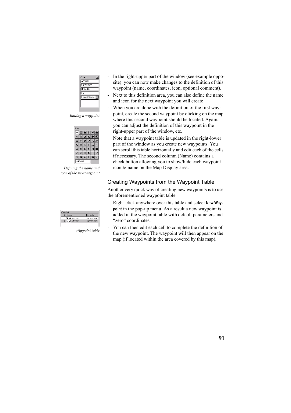 Creating waypoints from the waypoint table | Thales Navigation Mobile Mapper User Manual | Page 97 / 128