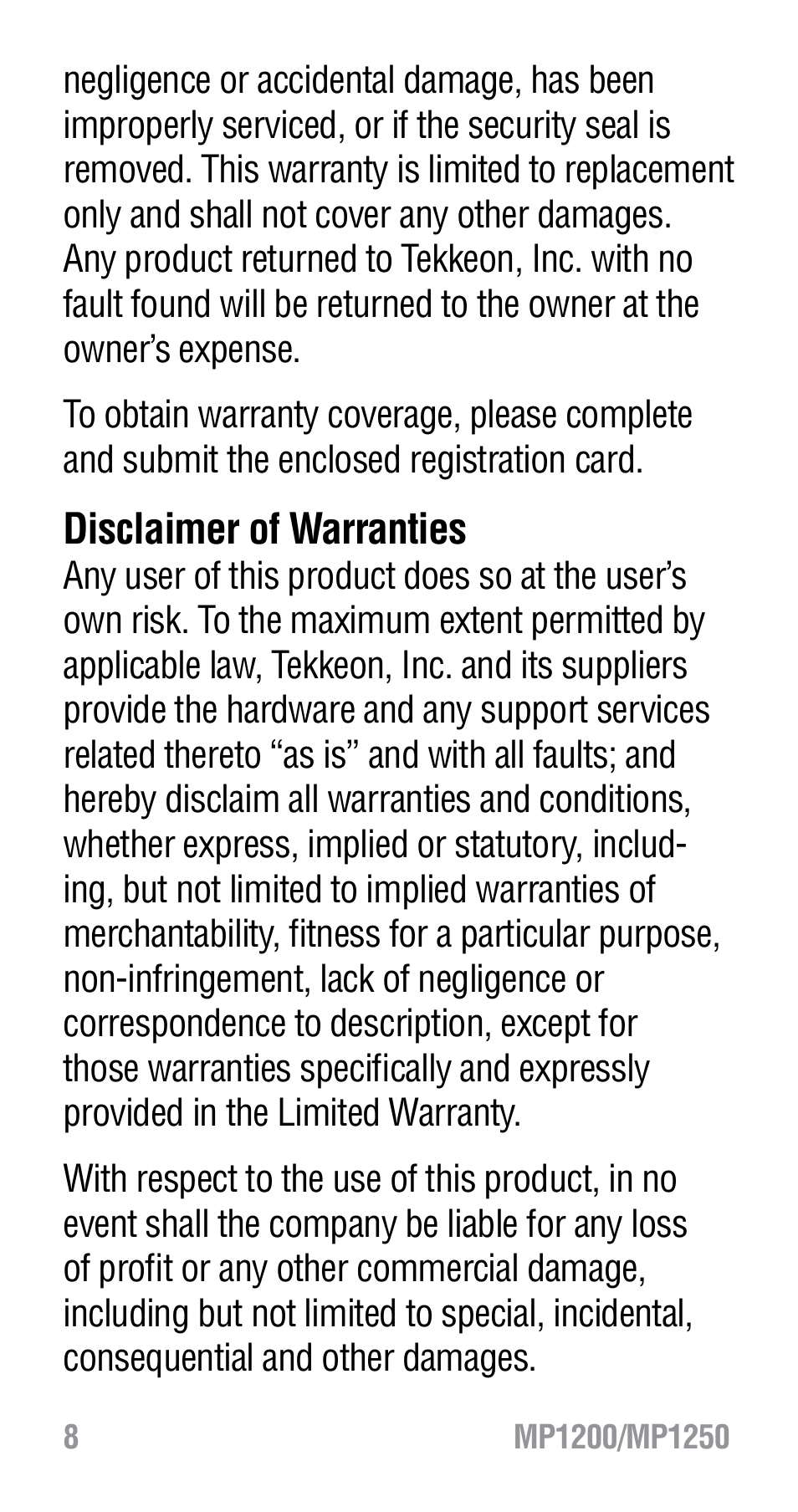 Tekkeon MP1200 User Manual | Page 10 / 12