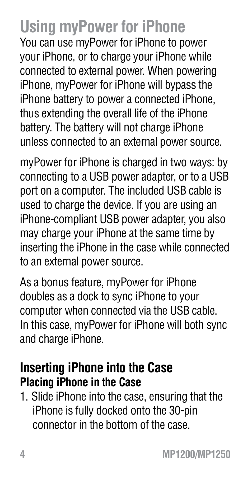 Using mypower for iphone | Tekkeon MP1200 User Manual | Page 6 / 12