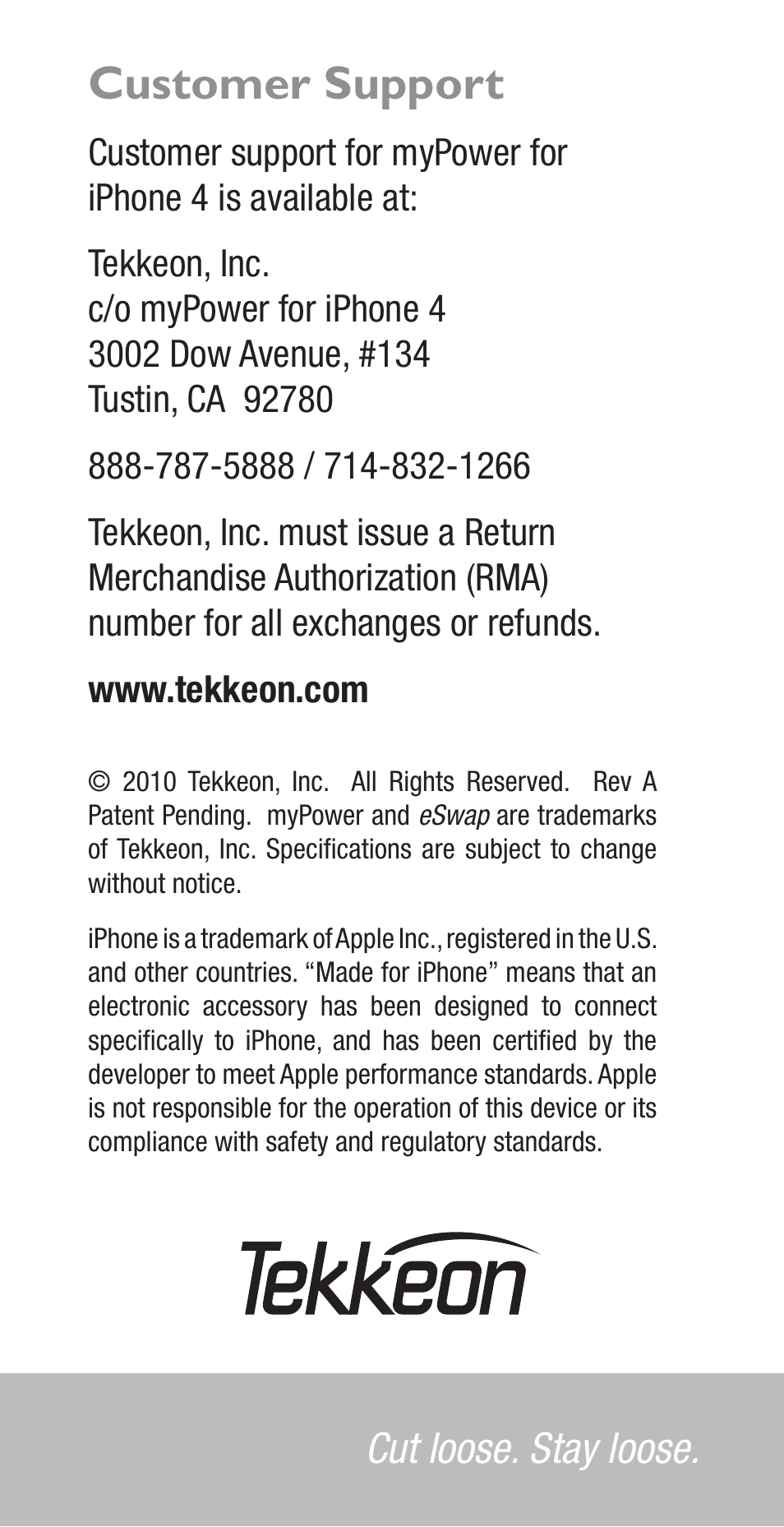 Customer support | Tekkeon MP1280 User Manual | Page 16 / 16
