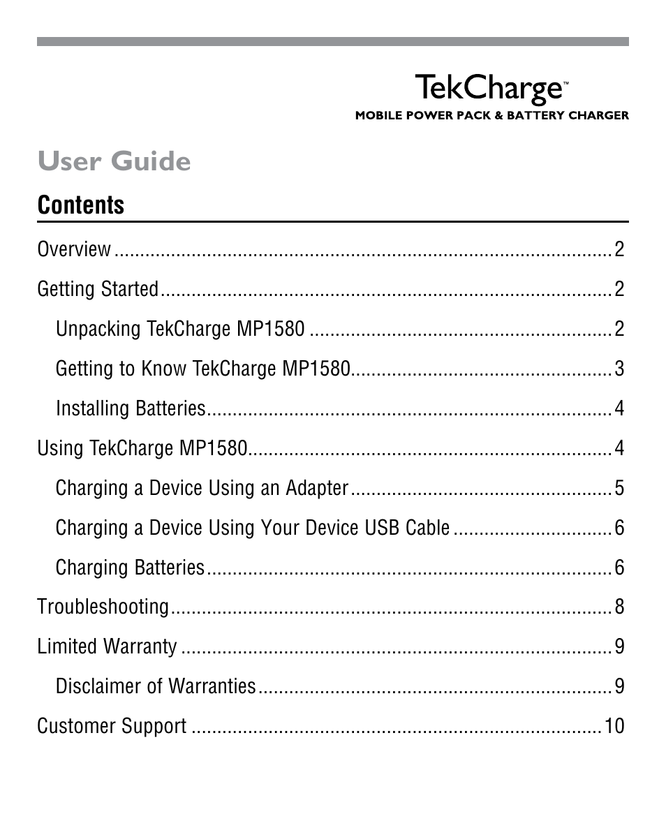 Tekkeon MP1580 User Manual | Page 2 / 12
