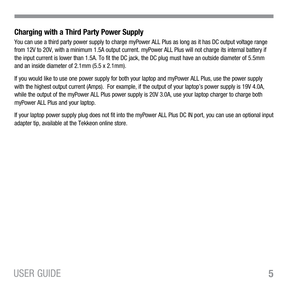 5user guide | Tekkeon MP3450 R2 User Manual | Page 6 / 23