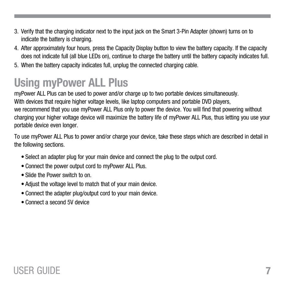Using mypower all plus, 7user guide | Tekkeon MP3450 R2 User Manual | Page 8 / 23