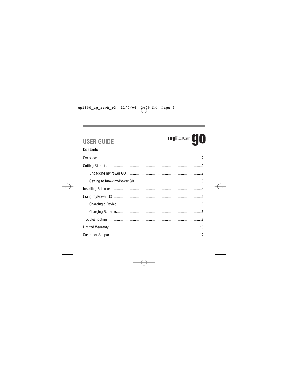 User guide | Tekkeon myPower GO MP1500 User Manual | Page 3 / 16