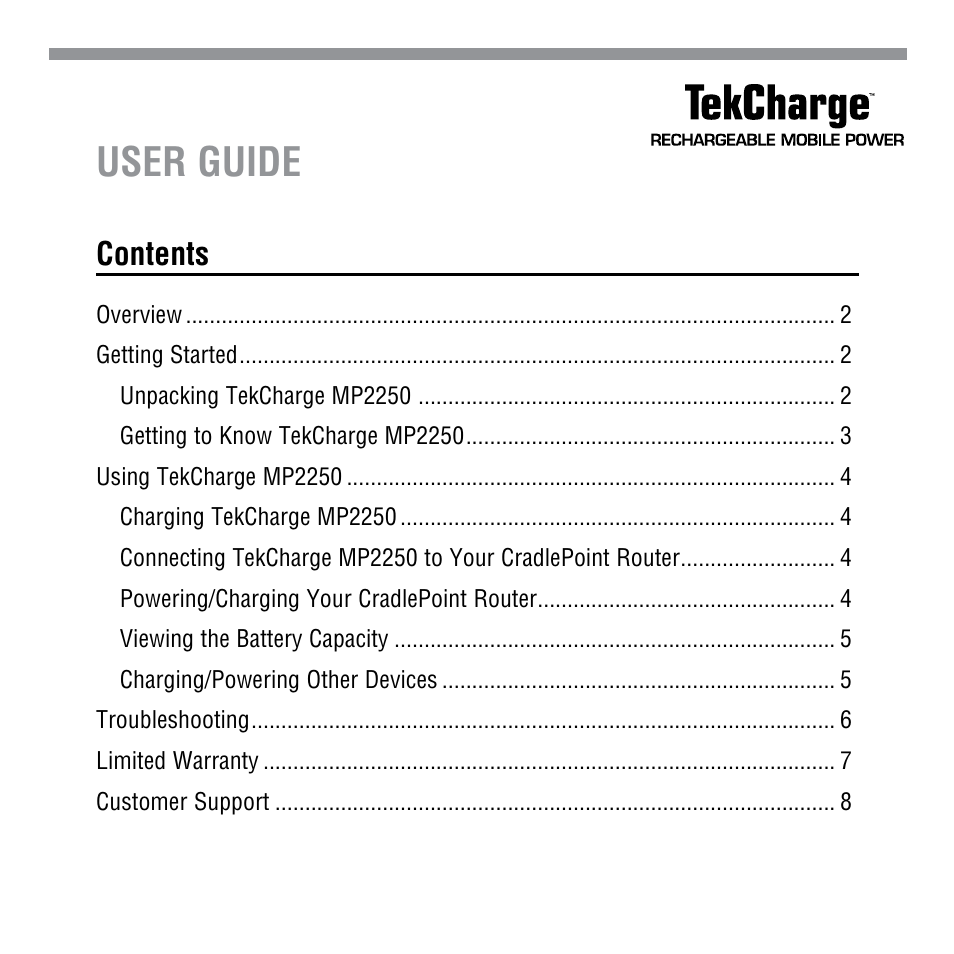 User guide | Tekkeon MP2250 User Manual | Page 3 / 12