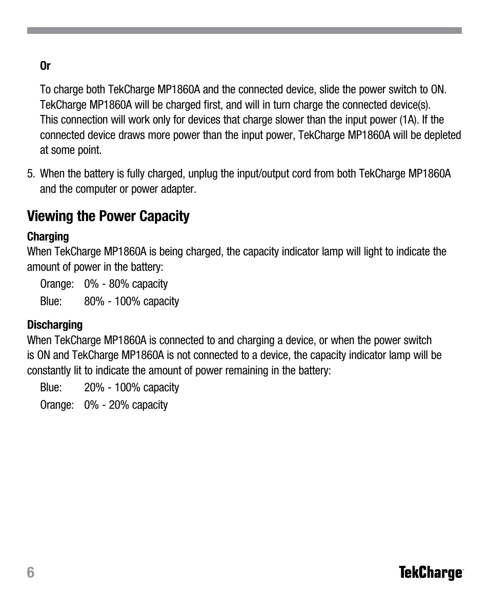 Viewing the power capacity | Tekkeon MP1860A User Manual | Page 8 / 16