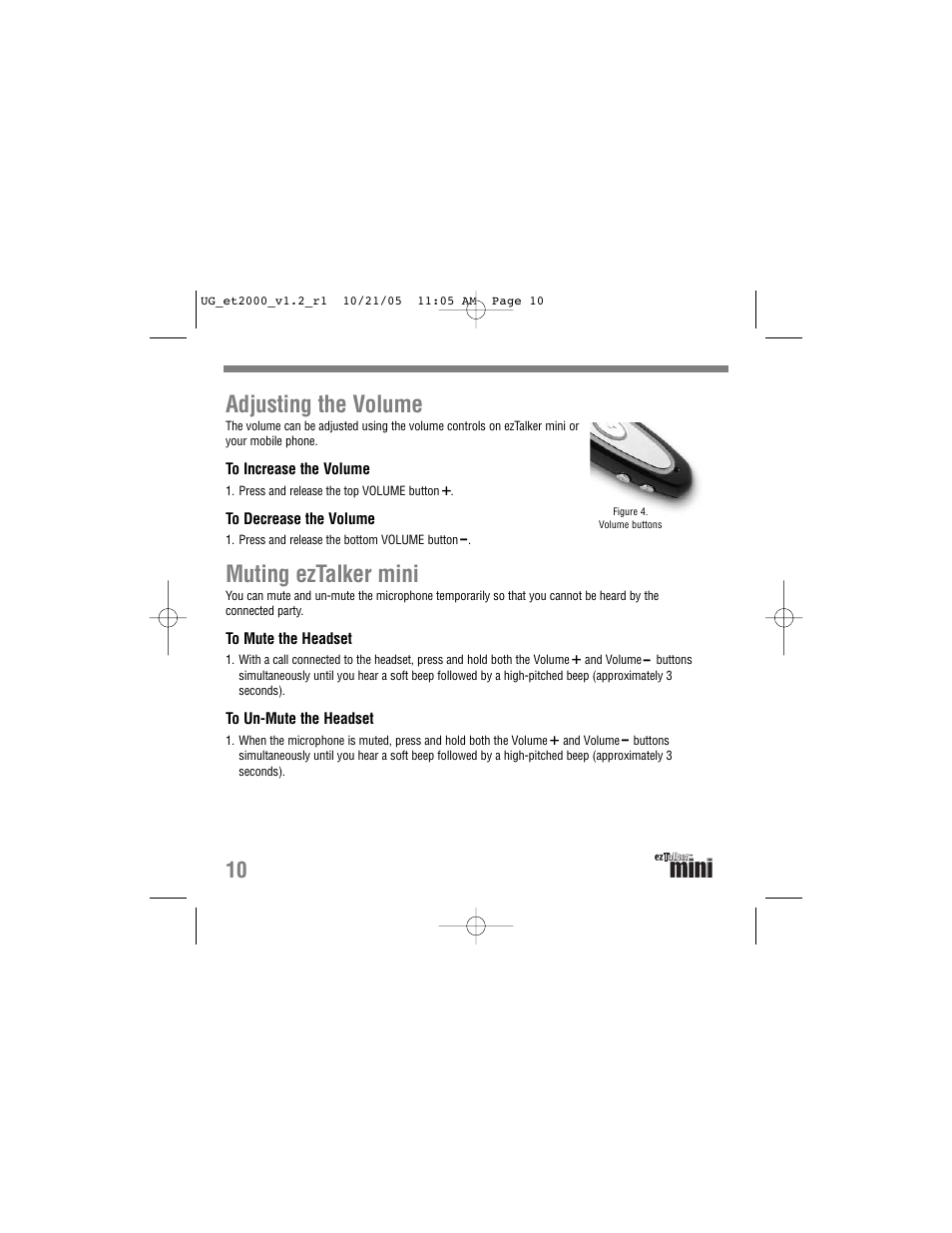 Adjusting the volume, Muting eztalker mini | Tekkeon ezTalker mini ET2000 User Manual | Page 12 / 20