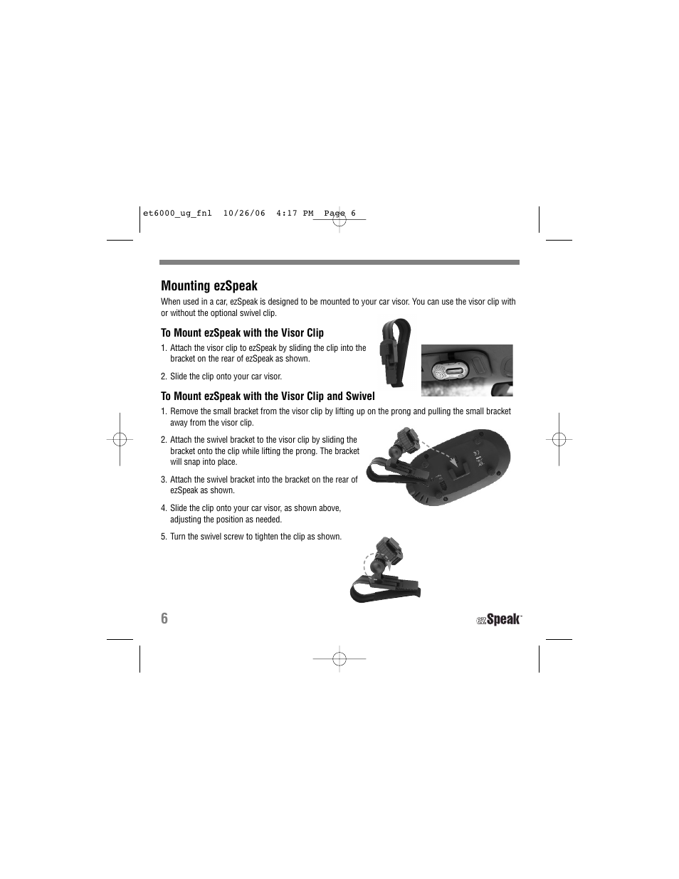 Mounting ezspeak | Tekkeon ET6000 User Manual | Page 8 / 20