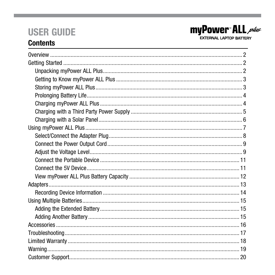User guide | Tekkeon MYPOWER ALL PLUS MP3450 R2 User Manual | Page 3 / 24