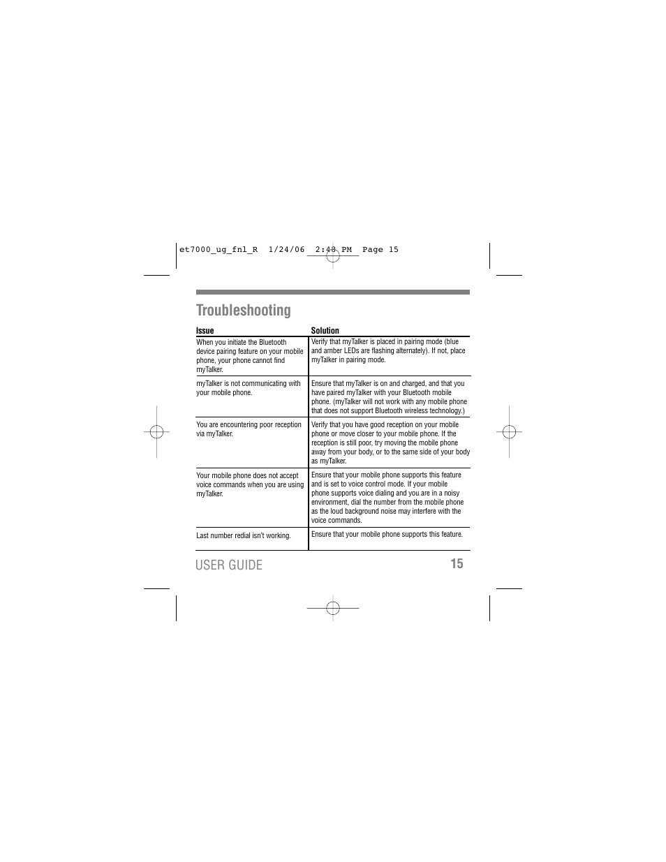 Troubleshooting, User guide 15 | Tekkeon ET7000 User Manual | Page 17 / 24
