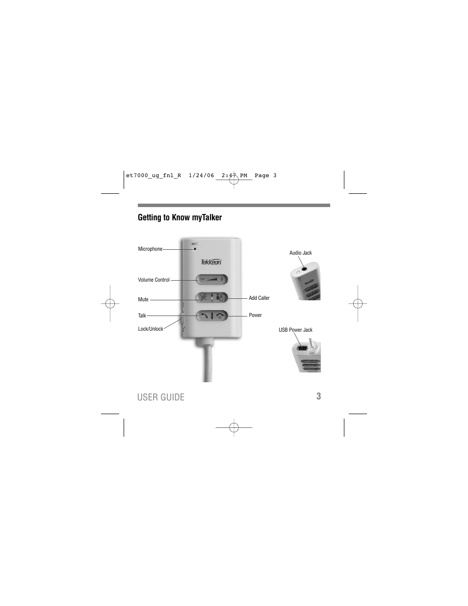 User guide 3, Getting to know mytalker | Tekkeon ET7000 User Manual | Page 5 / 24