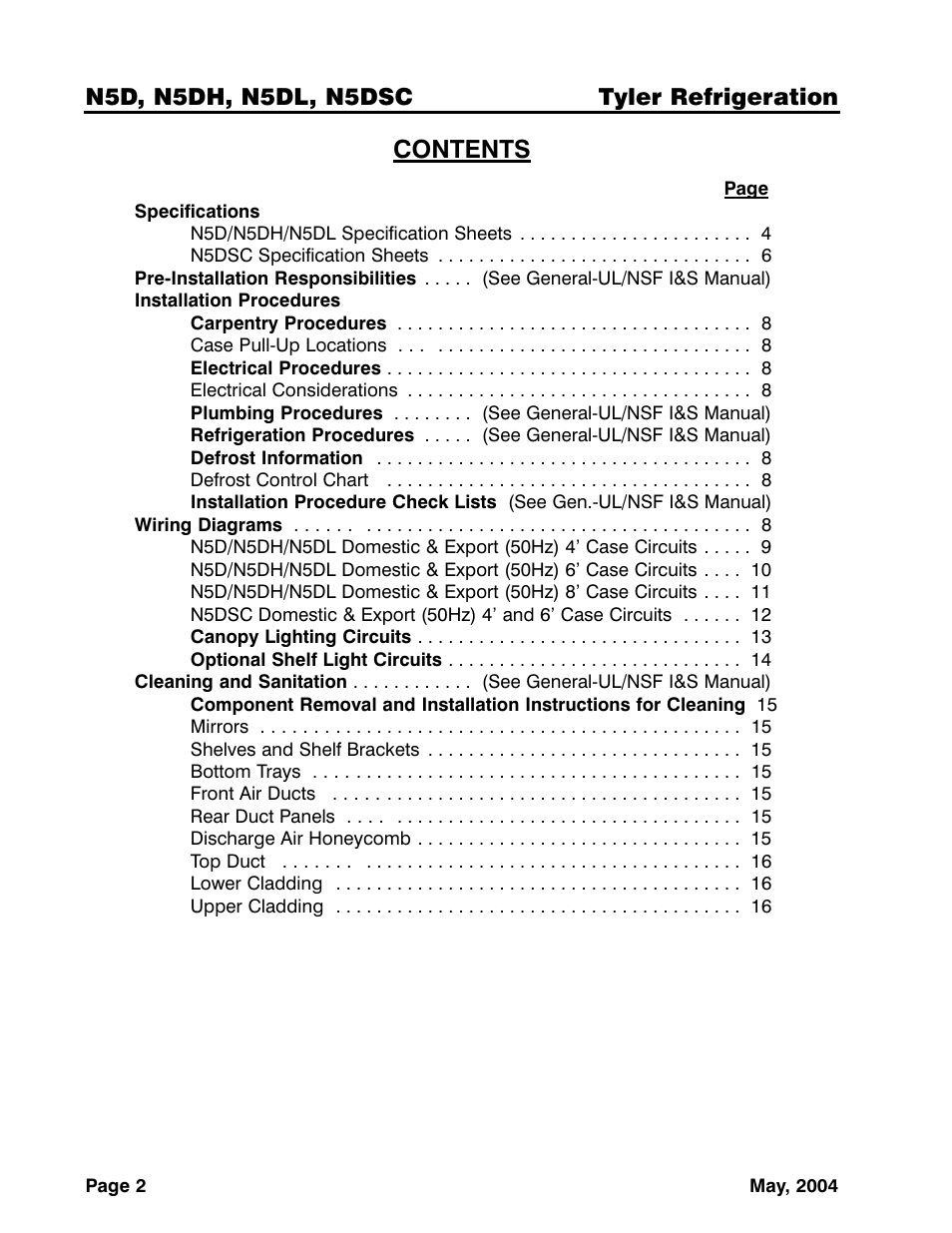 Tyler Refrigeration N5DSC User Manual | Page 2 / 21