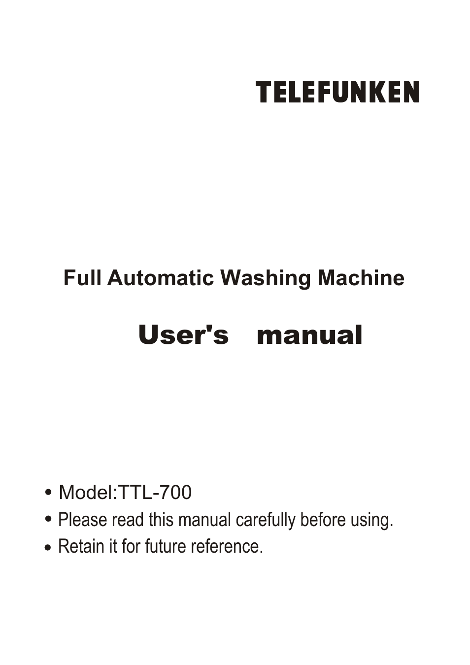 TELEFUNKEN TTL-700 User Manual | 20 pages