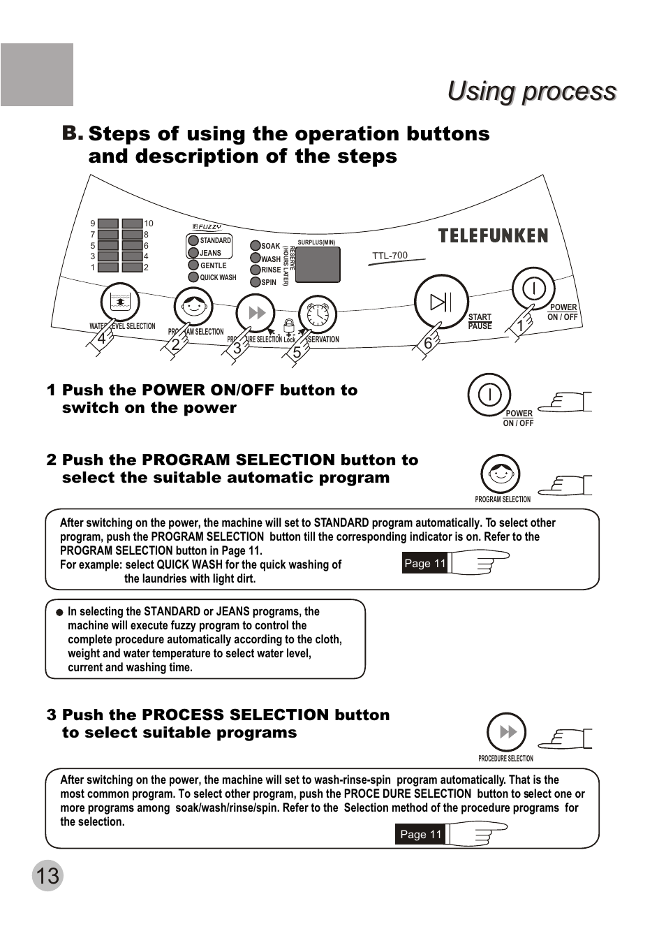 Using process | TELEFUNKEN TTL-700 User Manual | Page 15 / 20