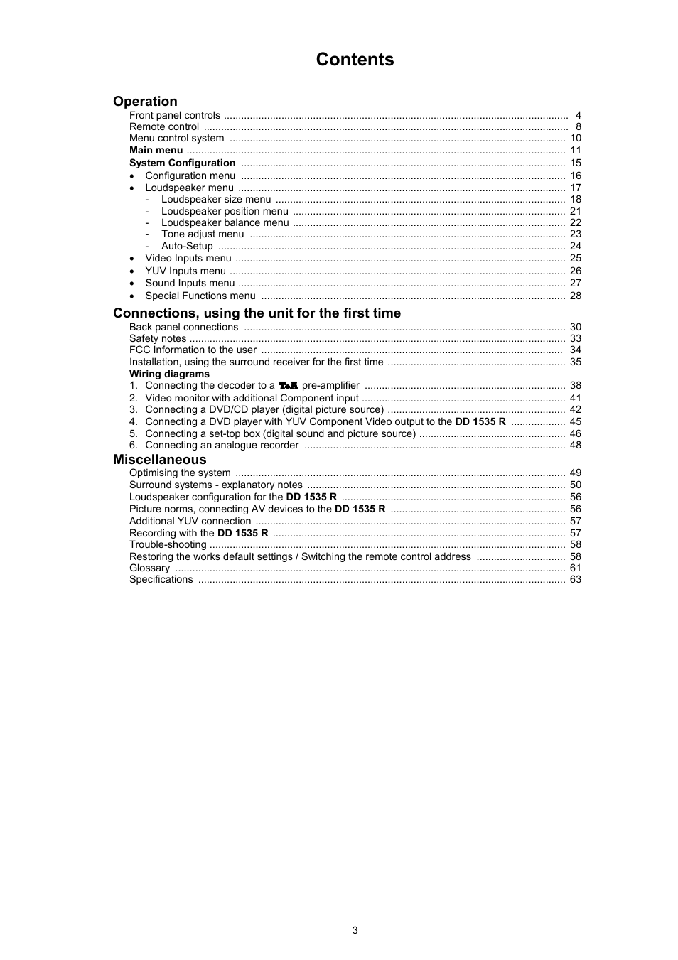 T+A Elektroakustik DD 1535 R User Manual | Page 3 / 64