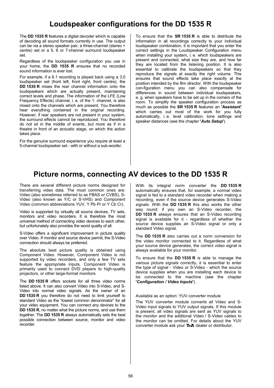 Loudspeaker configurations for the dd 1535 r | T+A Elektroakustik DD 1535 R User Manual | Page 56 / 64