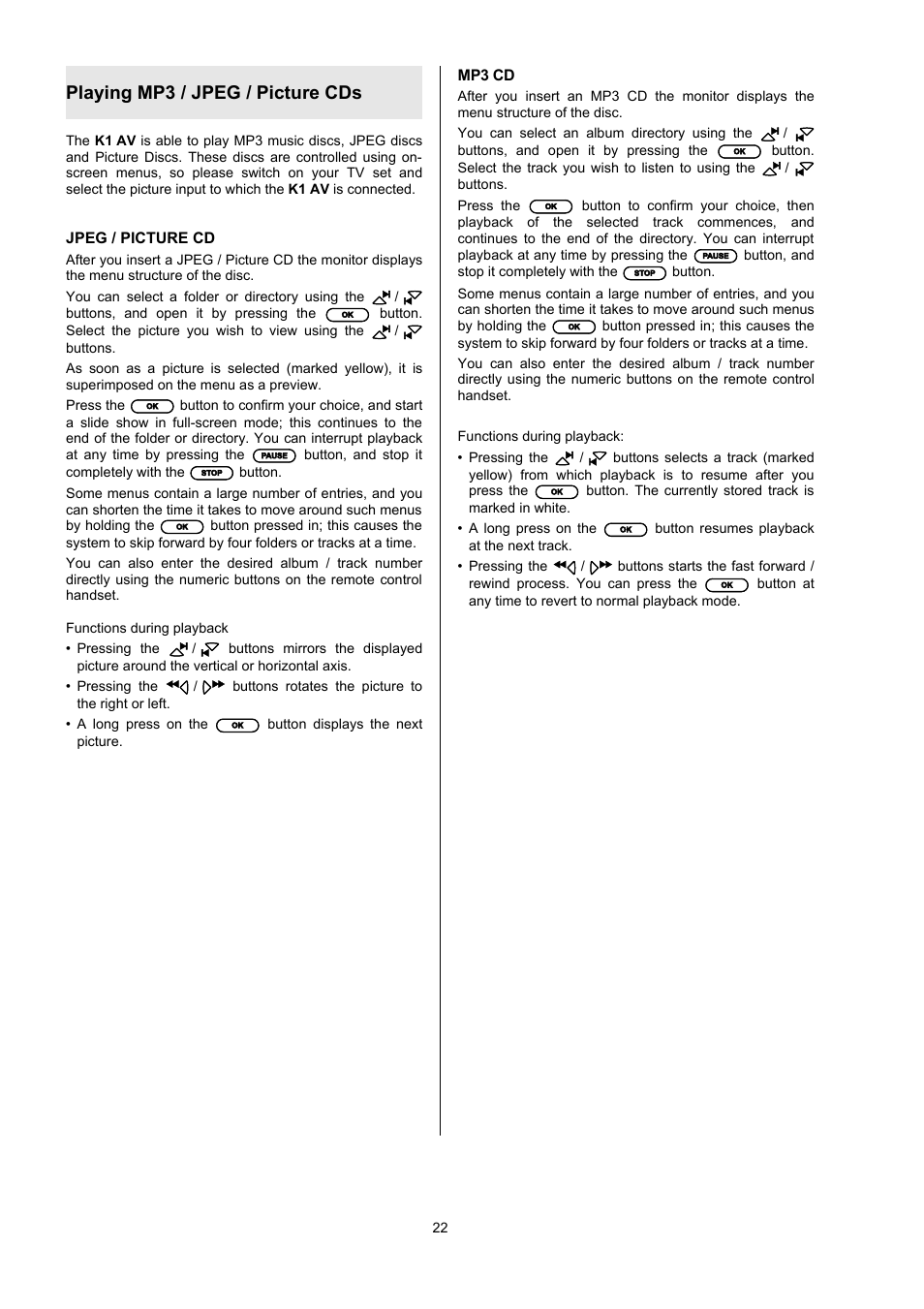 Playing mp3 / jpeg / picture cds | T+A Elektroakustik CD Player K1 AV User Manual | Page 22 / 59