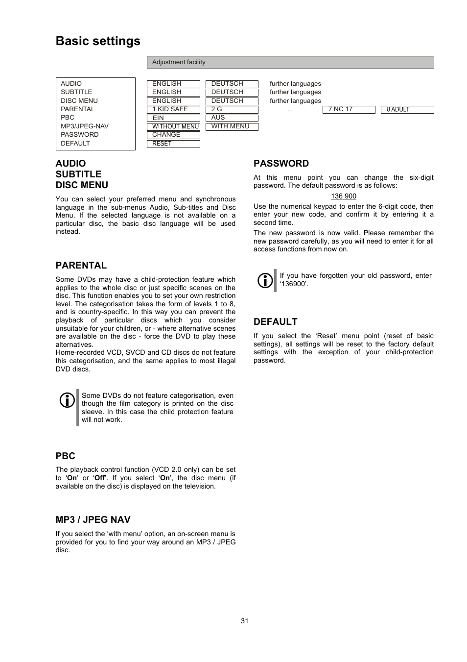 Basic settings | T+A Elektroakustik CD Player K1 AV User Manual | Page 31 / 59