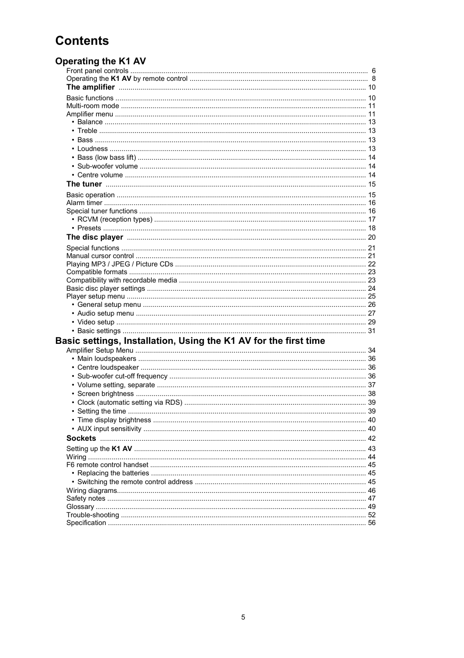 T+A Elektroakustik K1 AV User Manual | Page 5 / 58