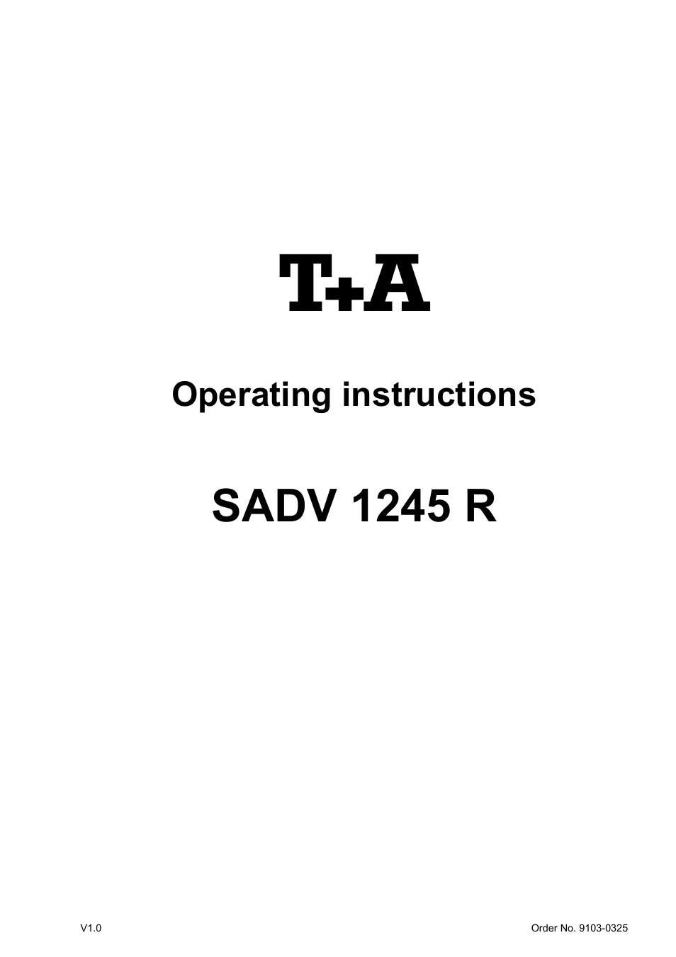 T+A Elektroakustik SADV 1245 R User Manual | 54 pages