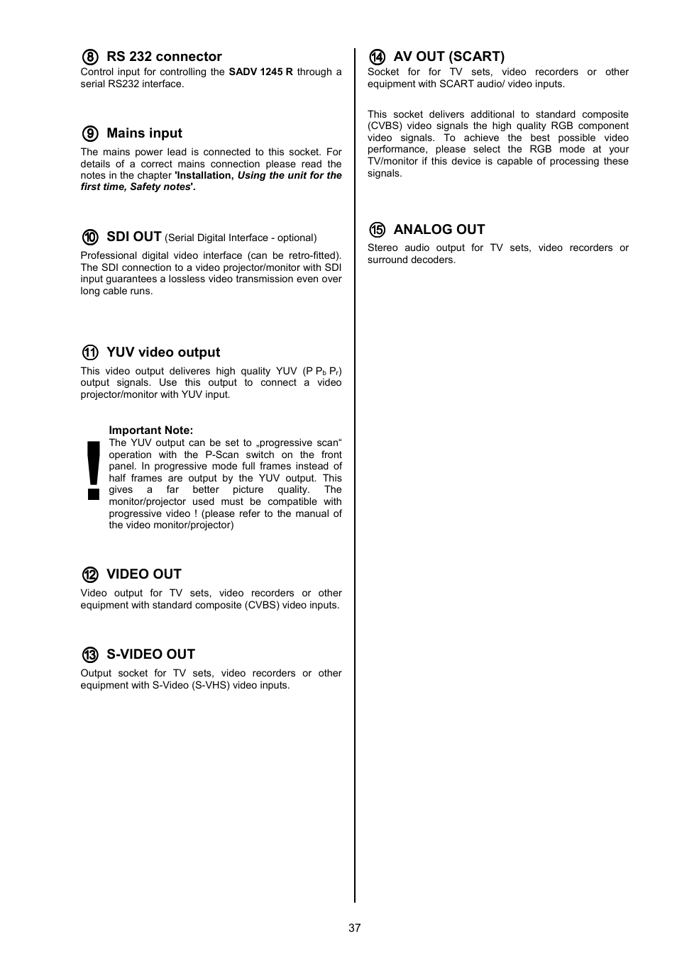 T+A Elektroakustik SADV 1245 R User Manual | Page 37 / 54