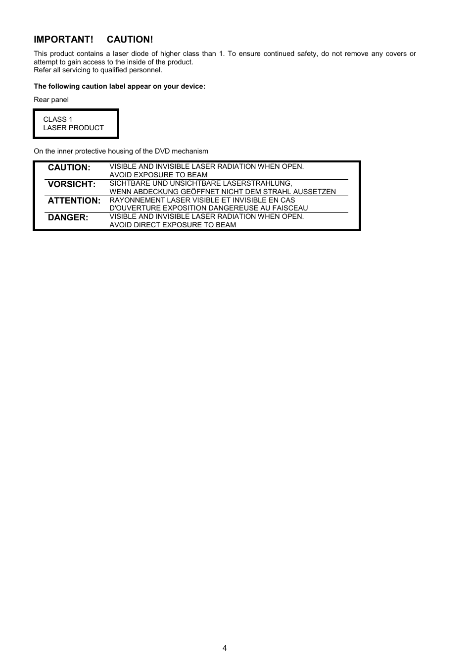 Important! caution | T+A Elektroakustik SADV 1245 R User Manual | Page 4 / 54