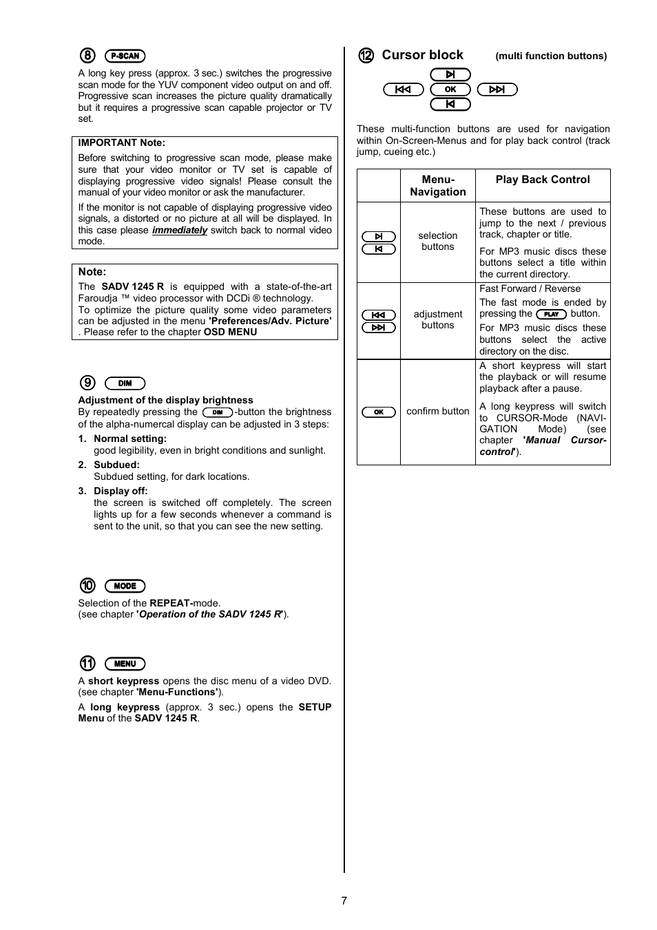 T+A Elektroakustik SADV 1245 R User Manual | Page 7 / 54