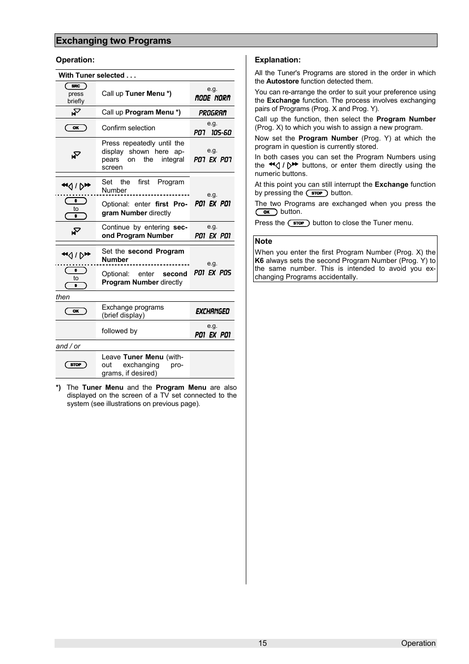 Exchanging two programs | T+A Elektroakustik K 6 User Manual | Page 15 / 60