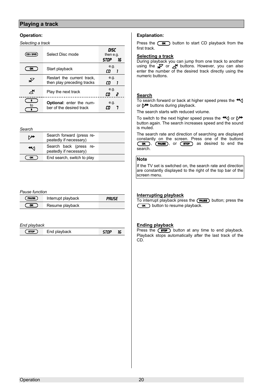 Playing a track | T+A Elektroakustik K 6 User Manual | Page 20 / 60